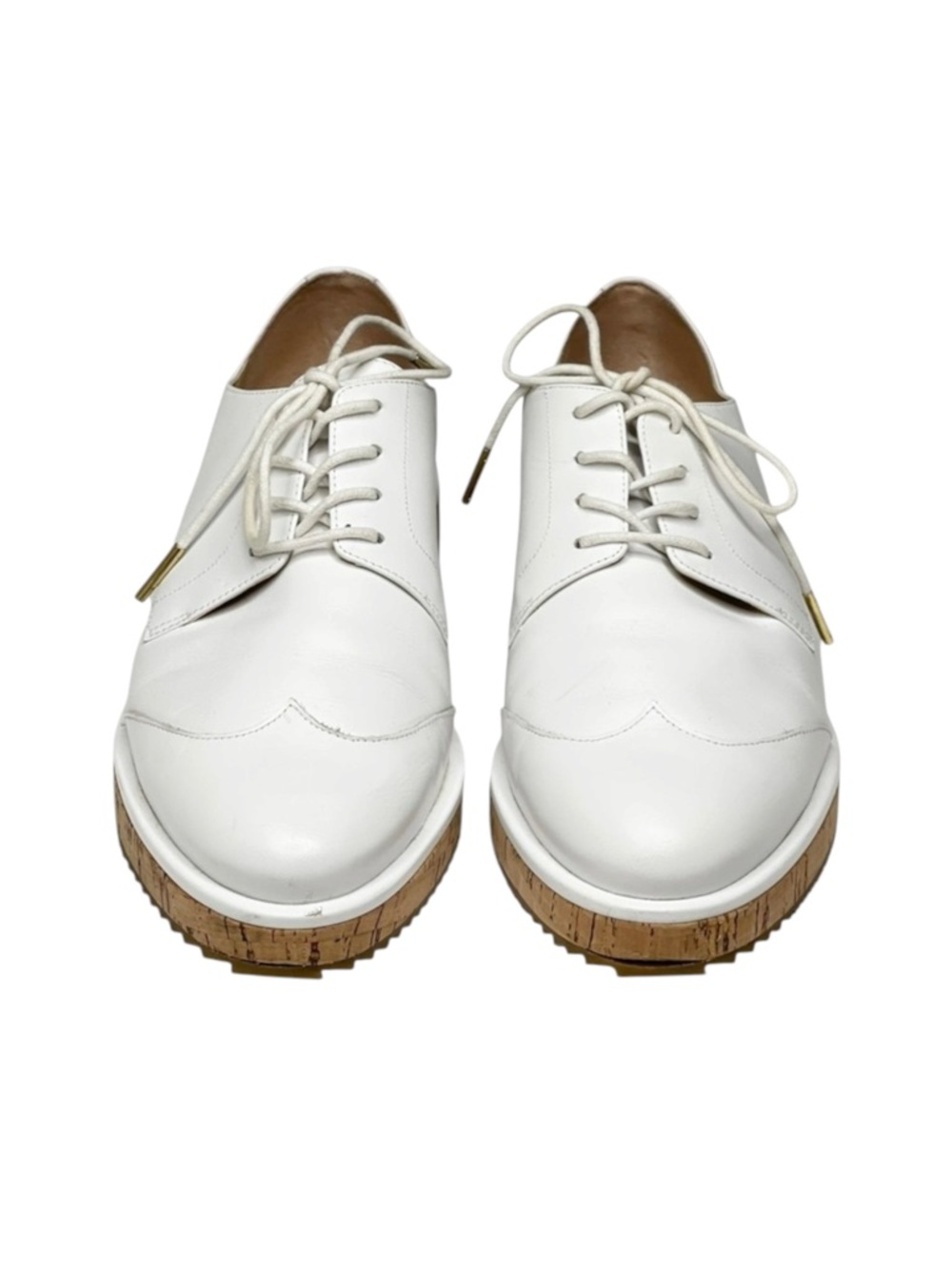 new Michael Kors ❁ Zane Leather Wingtip Cork Platform Espadrilles ❁ Optic White - Picture 10 of 16